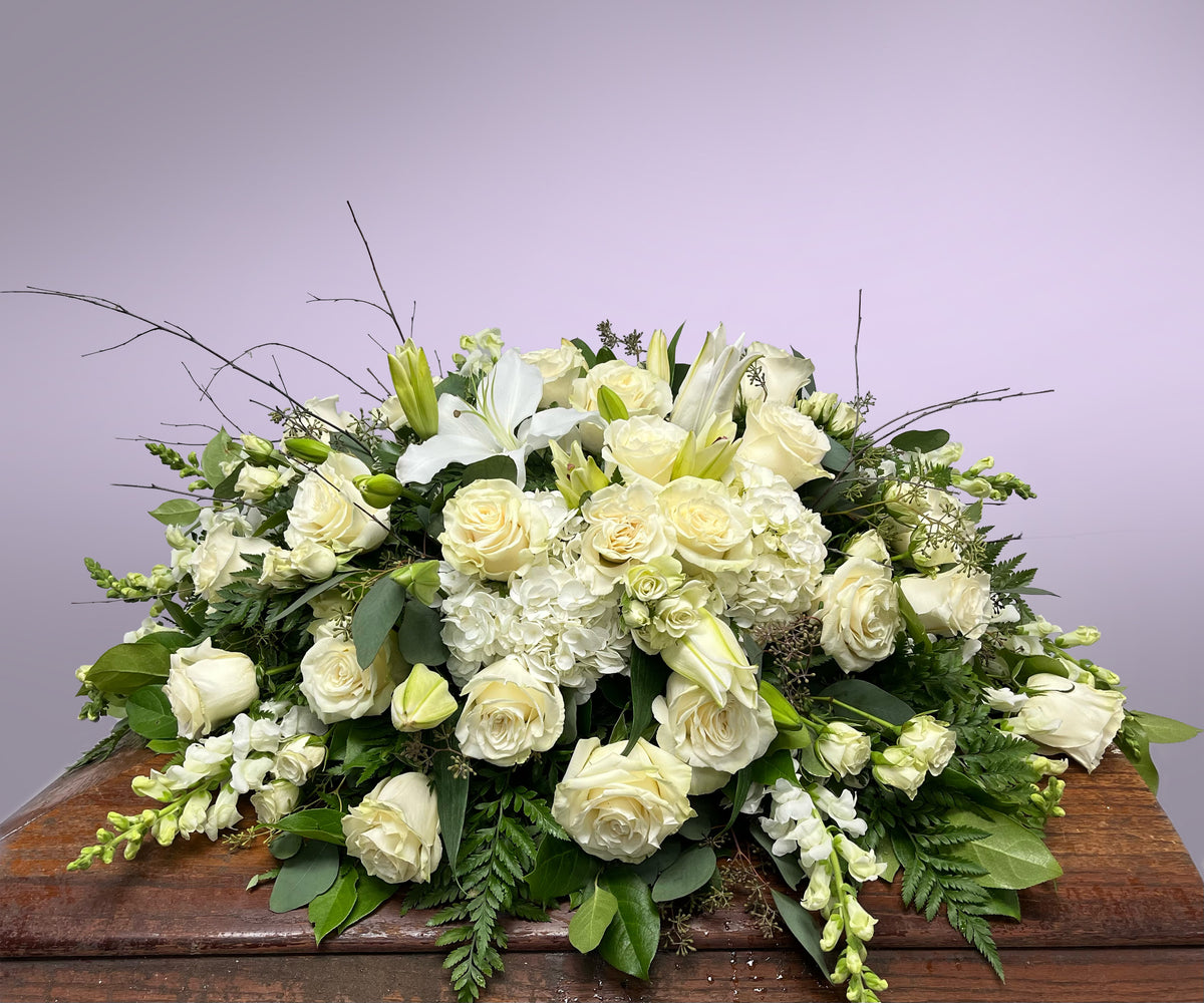 White Casket Spray